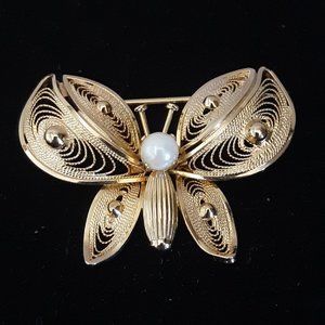 Womans butterfly brooch gold filled